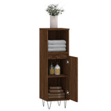 Bathroom Cabinet Brown Oak 30x30x100 cm Engineered Wood 831563