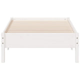 Bed Frame White Solid Pine Wood Single Minimalistic Bed Frame 842707