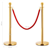 3 Piece VIP Queue Barrier Set Stainless Steel Gold 145730