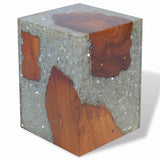 Stool Solid Teak Wood and Resin 243468