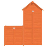 2 Piece Garden Tool Shed Set Brown Solid Wood Pine 172249