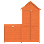 ZNTS 2 Piece Garden Tool Shed Set Brown Solid Wood Pine 172249