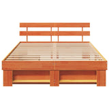 Bed Frame with Headboard Wax Brown 160 x 200 cm Solid Pine Wood 3382270