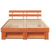 Bed Frame with Headboard Wax Brown 160 x 200 cm Solid Pine Wood 3382270