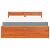 Bed with Drawers and Mattress Wax Brown 160x200 cm Solid Wood Pine 3281894