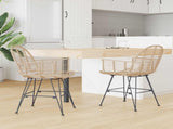 Dining Chair 2 pcs Rattan and Iron Natural 57 x 55 x 85 cm 42011558