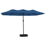 Double-Head Garden Parasol with LEDs Azure Blue 449x265 cm 362960