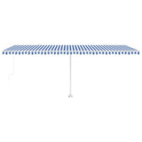 Freestanding Manual Retractable Awning 600x300 cm Blue/White 3069596