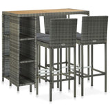 5 Piece Garden Bar Set with Cushions Poly Rattan Grey 3095460