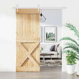 Sliding Door with Hardware Set 80x210 cm Solid Wood Pine 3203224