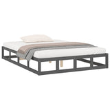 Bed Frame without Mattress Grey 150x200 cm King Size King Size Solid Wood 820803
