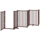 Dog Gate with Door Foldable 15 Panels Brown 750 cm Poplar Wood 3155720