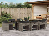 Garden Dining Set 9 pcs Grey Poly Rattan 3380696