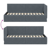Corner Bed Frame with Headboard Dark grey 90 x 190 cm Velvet 42016257