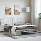 Metal Bed Frame without Mattress with Headboard White 150x200cm 373938