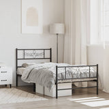 Metal Bed Frame without Mattress with Footboard Black 90x200cm 355278