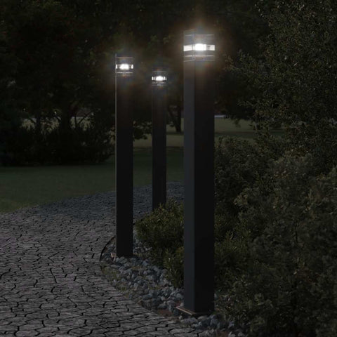 Outdoor Floor Lamps with Sensors 3pcs Black 110 cm Aluminium 4006404