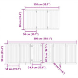 Dog Gate with Door Foldable 12 Panels Black 600 cm Poplar Wood 3155657