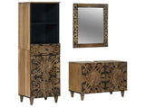 Bathroom Furniture Set with Drawer 3 pcs Brown Solid Mango Wood 3310109