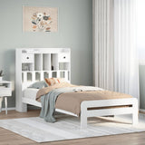 ZNTS Bookcase Bed without Mattress White 100x200 cm Solid Wood Pine 3308889