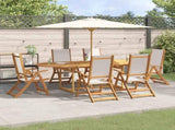 9 Piece Garden Dining Set Solid Wood Acacia and Textilene 3279291