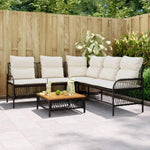 ZNTS 2 Piece Garden Sofa Set with Cushions Black Poly Rattan 368733