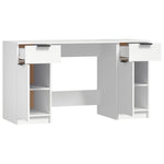 ZNTS Desk with Side Cabinet White Engineered Wood 3115908