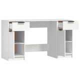 Desk with Side Cabinet White Engineered Wood 3115908