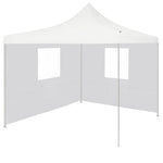 Professional Folding Party Tent with 2 Sidewalls 3x3 m Steel White 48862