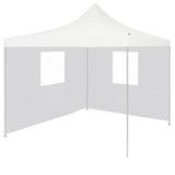 Professional Folding Party Tent with 2 Sidewalls 3x3 m Steel White 48862
