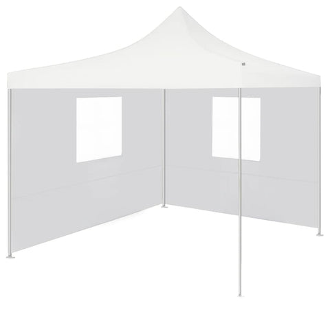 Professional Folding Party Tent with 2 Sidewalls 3x3 m Steel White 48862