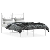 Metal Bed Frame without Mattress with Headboard White 120x190cm 374385