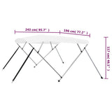 4 Bow Bimini Top White 243x196x137 cm 92368