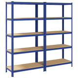 5-Layer Storage Shelves 2 pcs Blue Steel&Engineered Wood 3307605