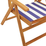 Garden Chairs 2 pcs Blue and White Solid Wood Acacia and Fabric 367662