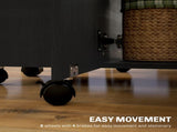 Multi-Storage Six-Person Drop Leaf Dining Table - Distressed Black T3398P343226