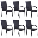 ZNTS 7 Piece Garden Dining Set Poly Rattan Black 3070758