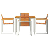 Garden Dining Set 5 pcs Solid Acacia Wood and Stainless Steel 3334806
