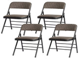 4 Pcs Folding Chairs, Black Patterned Fabric Upholstered Event Chairs, 18.1"18.9"29.9" Padded Seat 72952483