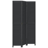Room Divider 3 Panels Black Solid Wood Paulownia 358847