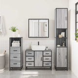 3 Piece Bathroom Furniture Set Grey Sonoma Engineered Wood 3301083
