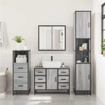 ZNTS 3 Piece Bathroom Furniture Set Grey Sonoma Engineered Wood 3301083