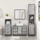 ZNTS 3 Piece Bathroom Furniture Set Grey Sonoma Engineered Wood 3301083