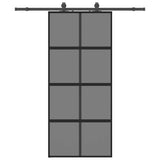 Sliding Door with Hardware Set Black 90x205 cm Tempered Glass 3375836