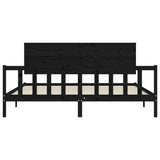 Bed Frame without Mattress Black 200x200 cm Solid Wood Pine 3193425
