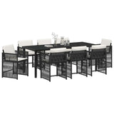 Garden Dining Set 9 pcs Black Poly Rattan 3380772
