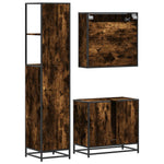 ZNTS 3 Piece Bathroom Furniture Set Smoked Oak Engineered Wood 3301157