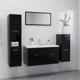 ZNTS Bathroom Furniture Set Black Engineered Wood 3071379