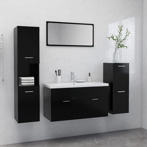ZNTS Bathroom Furniture Set Black Engineered Wood 3071379