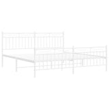 Metal Bed Frame without Mattress with Footboard White 183x213cm 373763